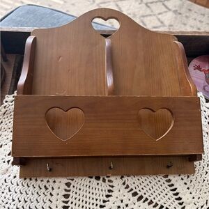 Heart Design Wooden Wall Organizer